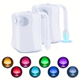 1pc Color Changing LED Toilet Bowl Light with Motion Sensor - Enhance Your Bathroom Experience with Ease Transform Your Bathroom with a Color-Changing LED Toilet Bowl Light - No Batteries Required!
