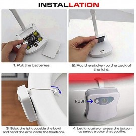 1pc Color Changing LED Toilet Bowl Light with Motion Sensor - Enhance Your Bathroom Experience with Ease Transform Your Bathroom with a Color-Changing LED Toilet Bowl Light - No Batteries Required!
