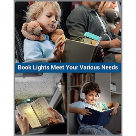 USB Rechargeable Book Reading Light, Warm White, Brightness Adjustable, LED Clip on Book Lights for Reading in Bed, Car Reading Light for Kids, Bookworms

