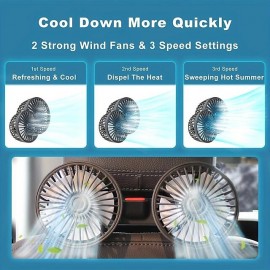 Car Fan Powerful 12V24V General Motors Rear Seat Back USB Interface Dual Head Electric Fan
