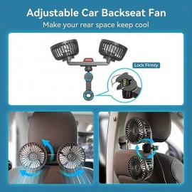 Car Fan Powerful 12V24V General Motors Rear Seat Back USB Interface Dual Head Electric Fan
