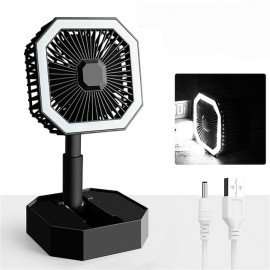 Portable Fan Rechargeable Adjustable Height Angle With LED Light USB Foldable Mini Fan Personal Fan for Travel Office Home
