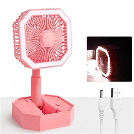 Portable Fan Rechargeable Adjustable Height Angle With LED Light USB Foldable Mini Fan Personal Fan for Travel Office Home
