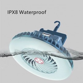 Multifunctional Waterproof Camping Fan Lamp With Hook Portable Rechargeable Lamp For Hiking Camping
