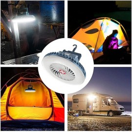 Multifunctional Waterproof Camping Fan Lamp With Hook Portable Rechargeable Lamp For Hiking Camping
