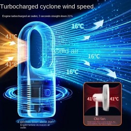 Desktop Leafless Fan Mute Wireless Circulation Fan Home Usb Charging Digital Display Large Wind Leafless Electric Fan
