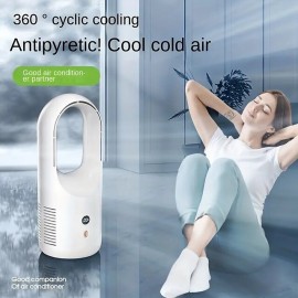 Desktop Leafless Fan Mute Wireless Circulation Fan Home Usb Charging Digital Display Large Wind Leafless Electric Fan
