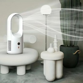 Desktop Leafless Fan Mute Wireless Circulation Fan Home Usb Charging Digital Display Large Wind Leafless Electric Fan
