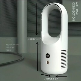 Desktop Leafless Fan Mute Wireless Circulation Fan Home Usb Charging Digital Display Large Wind Leafless Electric Fan
