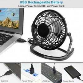 4" Mini USB Desk Indoor Fan Small Quiet Personal Cooler USB Powered Portable Table Fan

