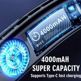 1pc Portable Bladeless Neck Fan Ice Porcelain Cold Wind Rechargeable Wearable Personal Fan With 360 Cooling Airflow  And Hands-Free Design Ideal For Travel And Indoor Use Summer Essent
