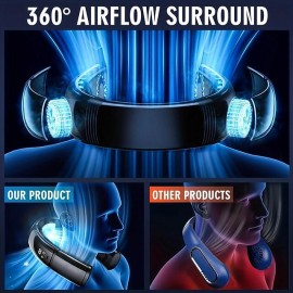 1pc Portable Bladeless Neck Fan Ice Porcelain Cold Wind Rechargeable Wearable Personal Fan With 360 Cooling Airflow  And Hands-Free Design Ideal For Travel And Indoor Use Summer Essent
