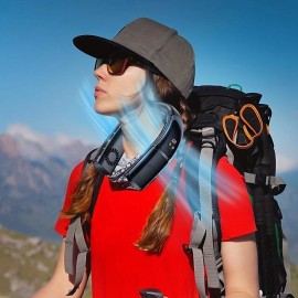 1pc Portable Bladeless Neck Fan Ice Porcelain Cold Wind Rechargeable Wearable Personal Fan With 360 Cooling Airflow  And Hands-Free Design Ideal For Travel And Indoor Use Summer Essent
