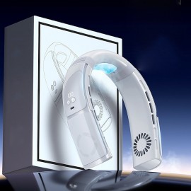 1pc Portable Bladeless Neck Fan Ice Porcelain Cold Wind Rechargeable Wearable Personal Fan With 360 Cooling Airflow  And Hands-Free Design Ideal For Travel And Indoor Use Summer Essent
