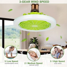 1pc Ceiling Fan With Light, Modern 18inch Remote Control Enclosed Low Profile Ceiling Fan With Light 3 Speed LED Dimming 3 Colors 8 Invisible Bladeless Flush Mount Fan Light Bedroom, Offices
