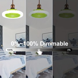 1pc Ceiling Fan With Light, Modern 18inch Remote Control Enclosed Low Profile Ceiling Fan With Light 3 Speed LED Dimming 3 Colors 8 Invisible Bladeless Flush Mount Fan Light Bedroom, Offices
