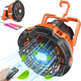 Camping Fan Rechargeable Battery Powered Fan with LED Lantern 270 Rotation USB Battery Operated Tent Fan for Camping with Hook Portable Personal Fan for Travel Picnic Fishing
