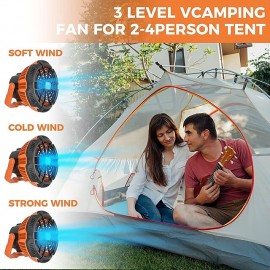 Camping Fan Rechargeable Battery Powered Fan with LED Lantern 270 Rotation USB Battery Operated Tent Fan for Camping with Hook Portable Personal Fan for Travel Picnic Fishing
