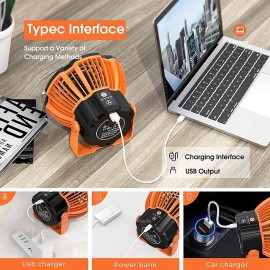 Camping Fan Rechargeable Battery Powered Fan with LED Lantern 270 Rotation USB Battery Operated Tent Fan for Camping with Hook Portable Personal Fan for Travel Picnic Fishing
