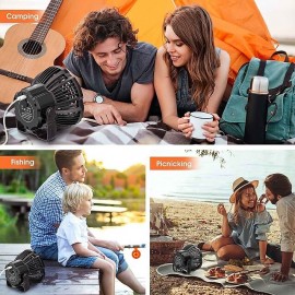 Camping Fan Rechargeable Battery Powered Fan with LED Lantern 270 Rotation USB Battery Operated Tent Fan for Camping with Hook Portable Personal Fan for Travel Picnic Fishing
