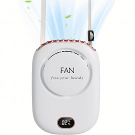 Stay Cool On The Go: Portable Neck Fan With Adjustable Lanyard & USB Rechargeable 3 Speed Fan!
