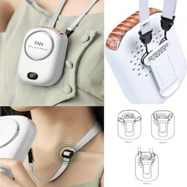 Stay Cool On The Go: Portable Neck Fan With Adjustable Lanyard & USB Rechargeable 3 Speed Fan!
