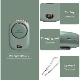 Stay Cool On The Go: Portable Neck Fan With Adjustable Lanyard & USB Rechargeable 3 Speed Fan!
