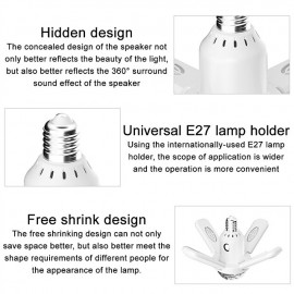 Colorful LED E27 Bulb 4-Leaves Lamp Music Bluetooth Audio Folding Remote Control Christmas Projection Starry Light
