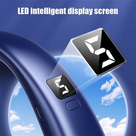 USB LED Digital Display Hanging Neck Fan Portable Summer Air Cooling Bladeless Outdoor Sports Travel Leafless Wearable Neckband Fans
