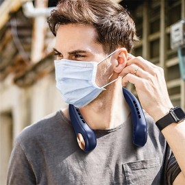 USB LED Digital Display Hanging Neck Fan Portable Summer Air Cooling Bladeless Outdoor Sports Travel Leafless Wearable Neckband Fans
