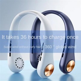 USB LED Digital Display Hanging Neck Fan Portable Summer Air Cooling Bladeless Outdoor Sports Travel Leafless Wearable Neckband Fans
