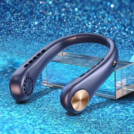 USB LED Digital Display Hanging Neck Fan Portable Summer Air Cooling Bladeless Outdoor Sports Travel Leafless Wearable Neckband Fans
