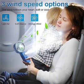 Mini Handheld Fan with Spray Function and 3 Adjustable Speeds Portable Makeup Cooling Fan USB Rechargeable Pocket Fan with Lanyard for Home Office and Outdoor Activities
