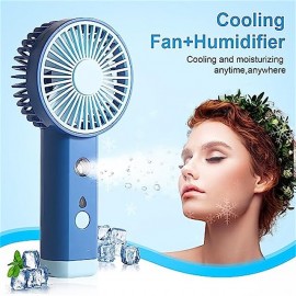 Mini Handheld Fan with Spray Function and 3 Adjustable Speeds Portable Makeup Cooling Fan USB Rechargeable Pocket Fan with Lanyard for Home Office and Outdoor Activities
