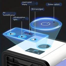 1pc New USB Mini Air Conditioner Fan Cold Air Machine Cooler Home Desktop Refrigeration Small Air Conditioner Mobile Humidifier Water Cooling Fan Summer Essential Office Essential
