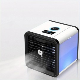 1pc New USB Mini Air Conditioner Fan Cold Air Machine Cooler Home Desktop Refrigeration Small Air Conditioner Mobile Humidifier Water Cooling Fan Summer Essential Office Essential
