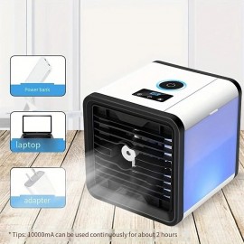 1pc New USB Mini Air Conditioner Fan Cold Air Machine Cooler Home Desktop Refrigeration Small Air Conditioner Mobile Humidifier Water Cooling Fan Summer Essential Office Essential

