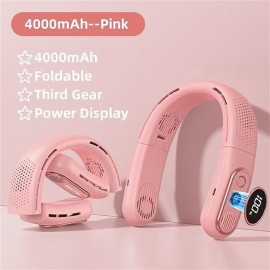New Fans Cooling Sports USB Rechargeable Portable Fan Mini Hanging Neck Fan Air Cooler Air Conditioner Electric Fan (1200/4000mAh)
