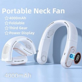 New Fans Cooling Sports USB Rechargeable Portable Fan Mini Hanging Neck Fan Air Cooler Air Conditioner Electric Fan (1200/4000mAh)

