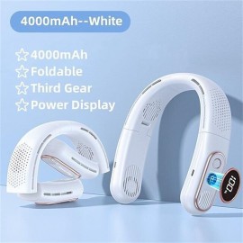 New Fans Cooling Sports USB Rechargeable Portable Fan Mini Hanging Neck Fan Air Cooler Air Conditioner Electric Fan (1200/4000mAh)
