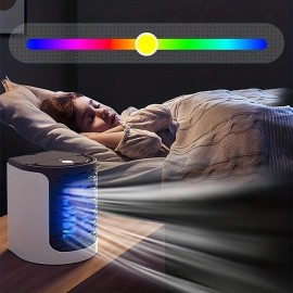 1pc Portable Air Conditioner Humidifier Atmosphere Light Fan USB Cooler Air Conditioner Office Household Essential Cooler USB Portable Air Conditioner USB Fan For Living Room Classroom School Bedroom
