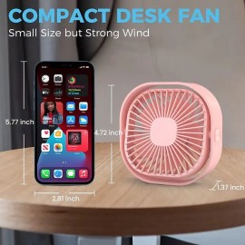 Small Personal USB Desk Fan,3 Speeds Portable Desktop Table Cooling Fan Powered by USB,Strong Wind,Quiet Operation,for Home Office Car Outdoor Travel
