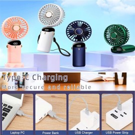 Mini Handheld Fan Portable Personal Fan Hanging Neck Fan 90 Adjustable USB Rechargeable Small Desk Fan 5 For Home Office Travel
