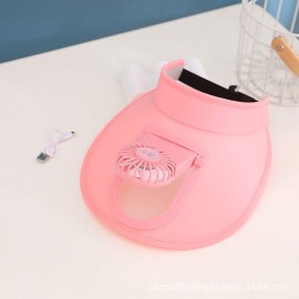 Candy Color USB Rechargeable Fan Cap Summer Fan Cap Adult Fan Cap
