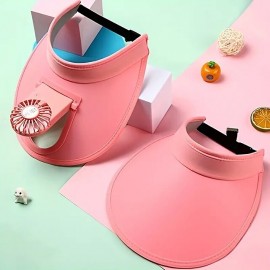 Candy Color USB Rechargeable Fan Cap Summer Fan Cap Adult Fan Cap

