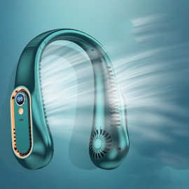 Portable Mini Hanging Neck Fan Digital Display Power ventilador Bladeless Neckband Fan Air Cooler USB Rechargeable Electric Fans
