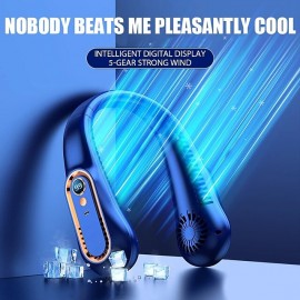Portable Mini Hanging Neck Fan Digital Display Power ventilador Bladeless Neckband Fan Air Cooler USB Rechargeable Electric Fans
